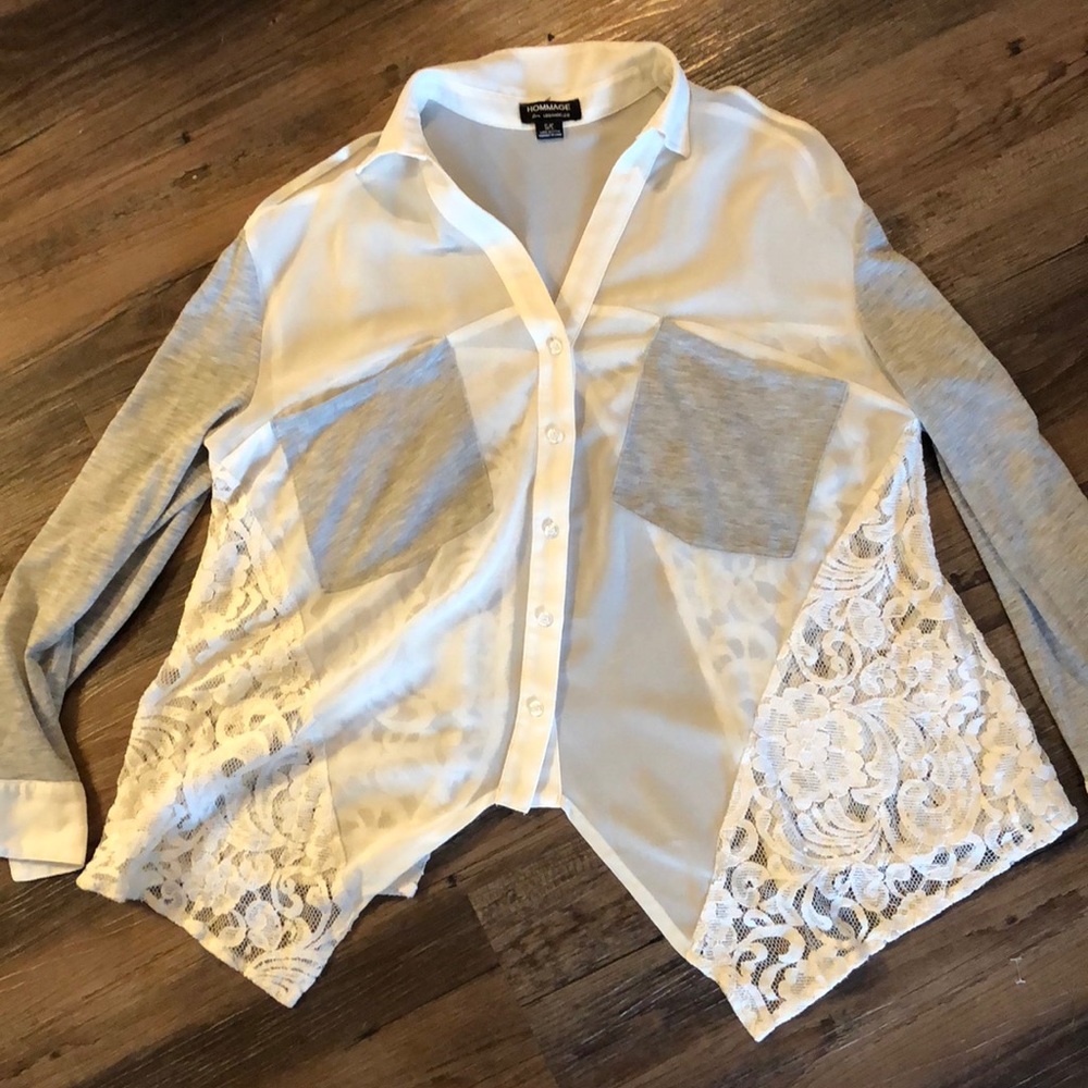 Button blouse with cut back